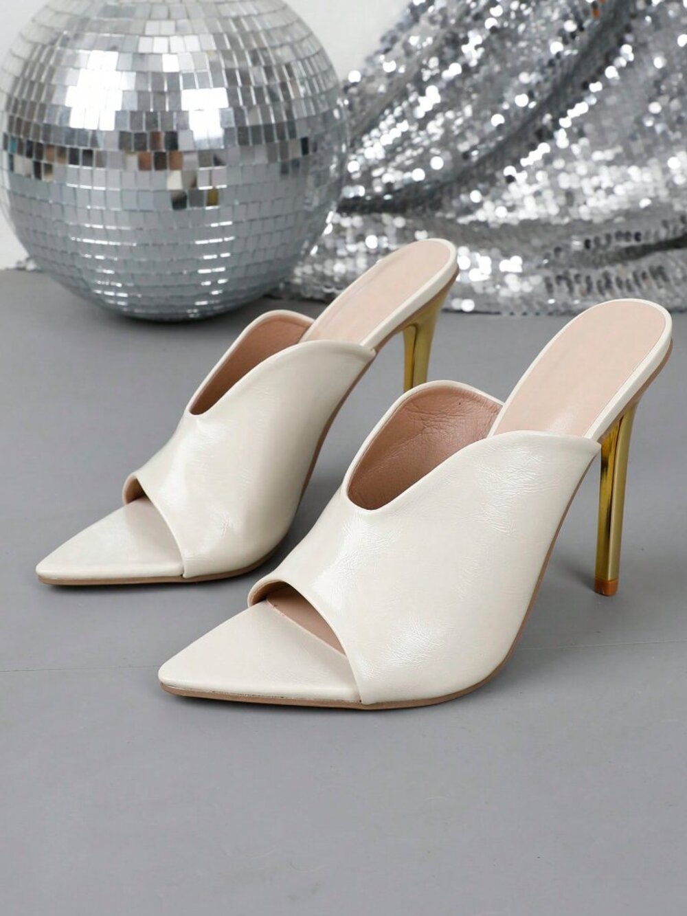 Apricot Sexy Women's Gold Heeled Sandals - Picture 8 of 8